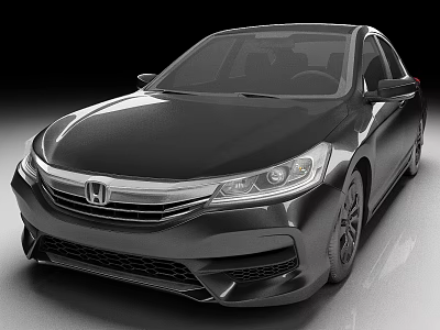 Shiny Black Honda Sedan Featuring Sleek Exterior And Modern Headlight Design 3d model