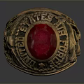 Golden Ring With Red Gemstone And Intricate Carved Patterns For Daily Use