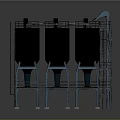 Three Heavy Duty Industrial Metal Tanks With Support Frames And Platform