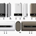 Modern Household Appliances Water Heaters With Various Colors And Digital Displays