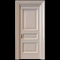 Modern White Swing Door With Simple Panel Design And Golden Handle 3d model
