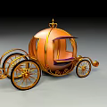 Golden Pumpkin Carriage with Ornate Decorations Crown Top and Intricate Wheel Design