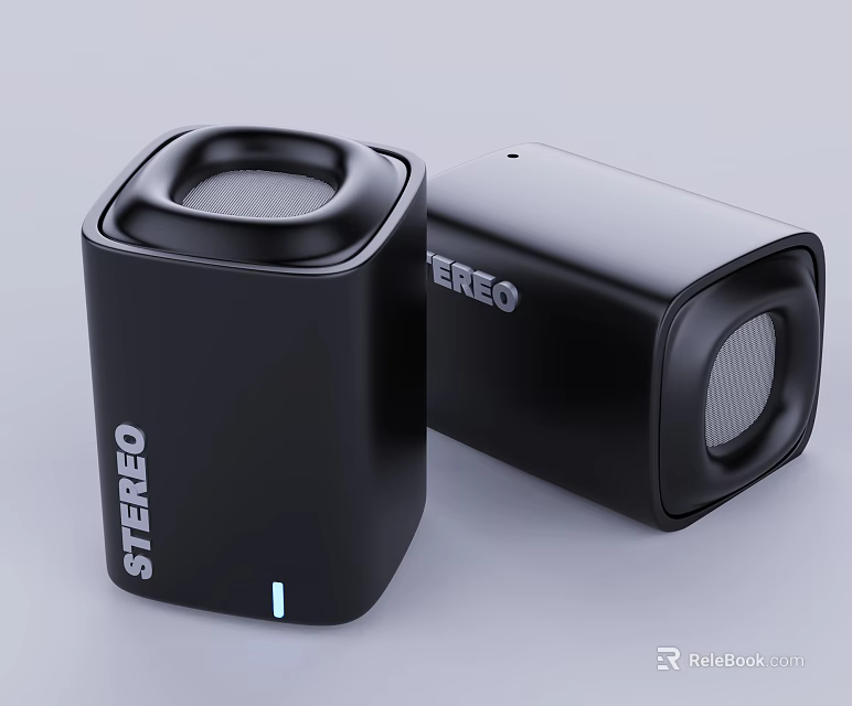 Modern Black Stereo Speakers With Mesh Grille And Compact Design For Audio 3d model 