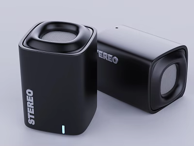 Modern Black Stereo Speakers With Mesh Grille And Compact Design For Audio 3d model