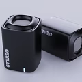 Modern Black Stereo Speakers With Mesh Grille And Compact Design For Audio