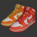 Stylish Orange And White High Top Sneakers With White Laces And Rubber Sole Design