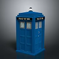 Blue Police Box Classic Design With Signs Windows And Door
