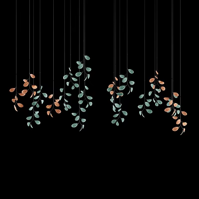 Modern Chandelier Creative Leaf Chandelier Large Leaping Villa Multi-head Leaves Green Plant Chandelier Combination Creative Art Plant Leaves Green Leaf Chandelier Combination 3d model
