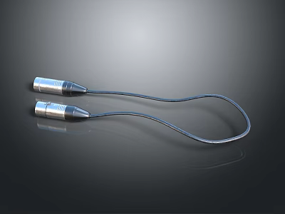 Durable Silver Metal USB Cable With Two Connectors And Blue Cord For Daily Use 3d model