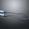 Durable Silver Metal USB Cable With Two Connectors And Blue Cord For Daily Use