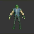 3D Muscular Male Character Standing In Blue Sleeveless Vest Cap Wrist Guards Distressed Jeans