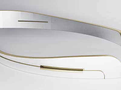 Modern Feature Wall With Curved Metallic Design And Gold Silver Accents 3d model
