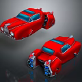 Two Red Sci Fi Car Models With Streamlined Design And Blue Accents 3D Render 3d model