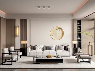New Chinese Living Room Living Room Sofa Coffee Table 3d model