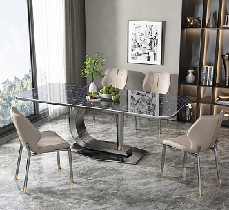 Dining table and chair combination 3d model