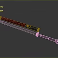 Traditional Decorative Sword with Silver Blade Red Scabbard Black Handle and Golden Ornaments
