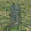 Aerial View of Industrial Factory Complex Surrounded by Farmland Green Areas and River