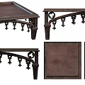 Vintage Dining Table With Ornate Carved Legs And Textured Wooden Top