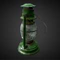 Vintage Green Candle Lamp with Metal Frame and Glass Shade Classic Design