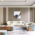 Elegant Modern Sofa And Coffee Table Combination With Beige Blue Upholstery Wooden Frame Marble Top