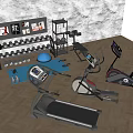 Essential Sports Equipment Including Dumbbells Exercise Ball Yoga Mat Treadmill And Elliptical Trainer