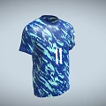 Blue And Cyan Athletic Sport T shirt With White Number 11 Design