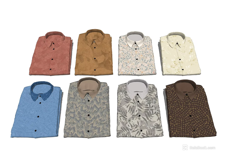 Casual Shirts With Various Colors Different Patterns And Modern Stylish Designs 3d model 