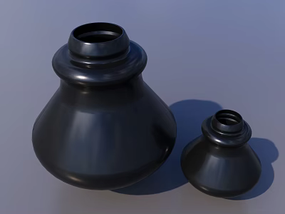 Two Black Spice Bottles of Different Sizes Featuring Smooth Modern Glossy Finish 3d model