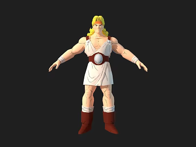 Game Movie Character With Blonde Hair Muscular Build White Sleeveless Top Red Belt Brown Boots 3d model