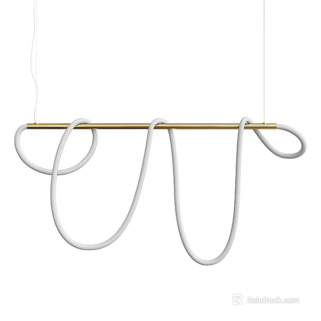 Modern Gold and White Pendant Light with Sleek Curved Loop Design and Contemporary Style 3d model 