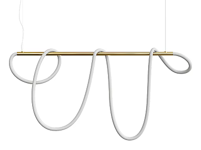Modern Gold and White Pendant Light with Sleek Curved Loop Design and Contemporary Style 3d model