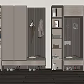Modern Shoe Cabinet Interior Design With Coat Hooks Bench And Storage Spaces 3d model