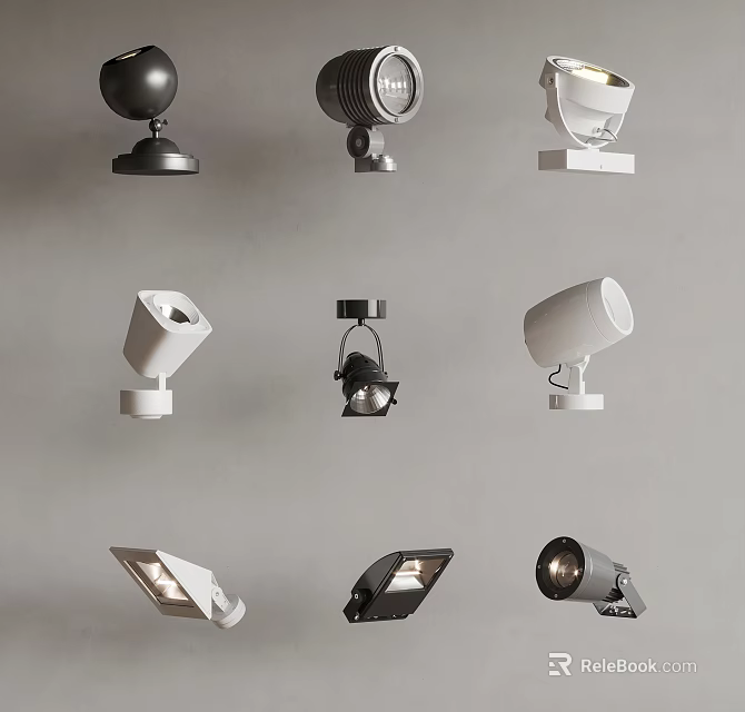 Various Modern Spotlights In Black And White Designs For Wall And Ceiling 3d model