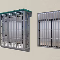 Metal Grilled Windows Installation On Exterior Wall With Security Bars Design 3d model