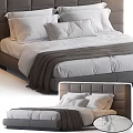 Modern Double Bed Interior With Grey Headboard White Pillows And Grey Throw Blanket 3d model