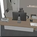 Modern Office Desk And Chair Set With Wooden Tabletop White Legs Computer And Lamp