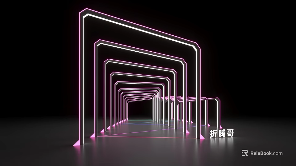 Modern Neon Light Pergola With Repetitive Structure And Futuristic Light Shadow Design 3d model 