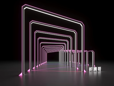 Modern Neon Light Pergola With Repetitive Structure And Futuristic Light Shadow Design 3d model