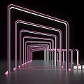 Modern Neon Light Pergola With Repetitive Structure And Futuristic Light Shadow Design