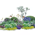 Vibrant Flower Garden With Various Plants Green Shrubs And Butterflies