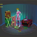 Professional Audio Equipment Setup With Speakers Mixer And Equipment Case
