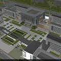 Modern School Campus With Classroom Buildings Sports Field And Lush Greenery