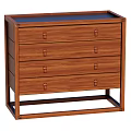 Wooden Decorative Cabinet With Four Drawers Metal Handles And Dark Top Surface