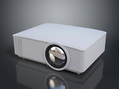 White Modern Projector with HD Display for Home Theater and Office Presentation Use 3d model