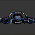 Futuristic Metallic Spaceship With Blue Bronze Wings And Detailed Design
