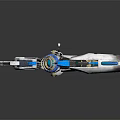 Futuristic Mechanical Weapon Featuring Blue White Gold Accents And VERKA 03 Design