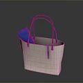 Stylish Beige Tote Bag With Brown Handles And Blue Scarf Inside