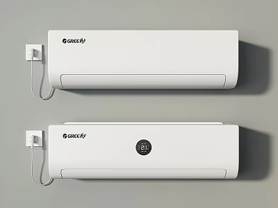 GREE White Wall Mounted Air Conditioner Fan With Digital Temperature 3d model