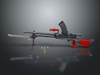 Browning Machine Gun Browning Gatling White Machine Gun Machine Gun Bullet Military 3d model