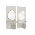 Modern Minimalist Wall Mounted Dressing Table With Irregular Shaped LED Backlit Makeup Mirrors